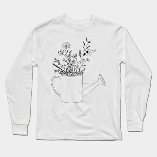 Wildflowers in watering can Long Sleeve T-Shirt